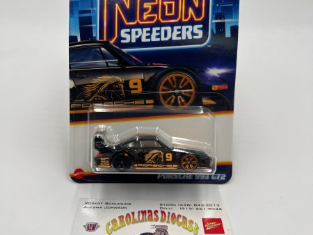 2025 Hot Wheels Neon Speeders #8 Porsche 993 GT2 Black Error Non Painted Wheel W Protector Fashion