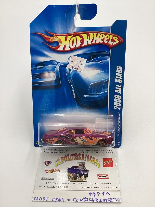 2008 Hot Wheels All Stars #58 65 Chevy Impala Purple Bad J Hook 18F For Cheap