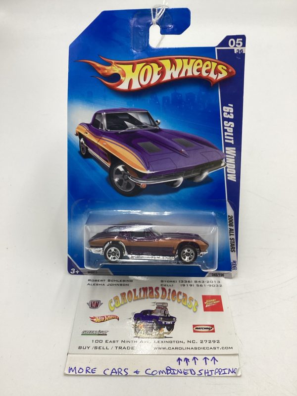 2008 Hot Wheels All Stars #45 63 Split Window Purple 16B For Sale