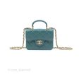 Chanel Mini Handle Clutch With Chain Green Lambskin Aged Gold Hardware For Cheap