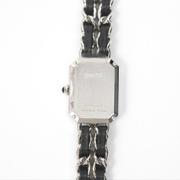 Chanel Première Iconic Chain Watch Black Leather Silver Tone Size ML Discount