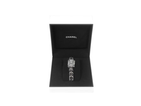 Chanel Première Iconic Chain Watch Black Leather Silver Tone Size ML Discount