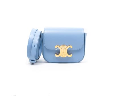 Celine Mini Triomphe Shiny Calfskin Light Blue Fashion