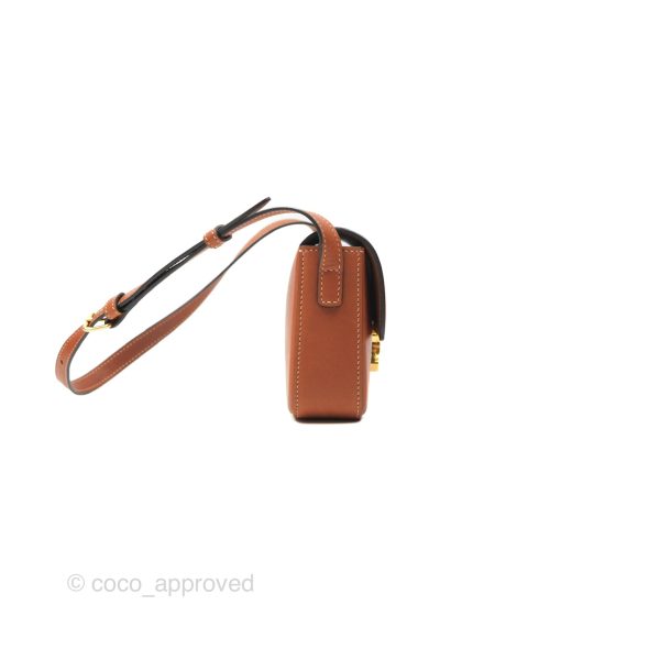 Celine Triomphe Shoulder Bag Tan Calfskin on Sale