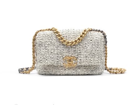 Chanel 19 Small Tweed Oreo Cream Mixed Hardware For Discount