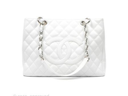 Chanel GST White Caviar Silver Hardware Discount