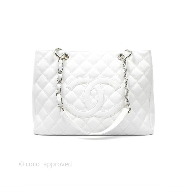 Chanel GST White Caviar Silver Hardware Discount