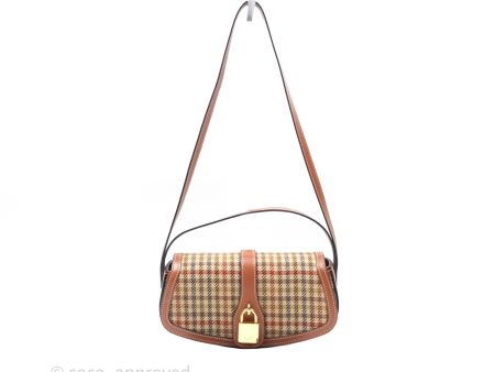 Celine Clutch on Strap in Tartan Textile and Natural Calfskin For Cheap