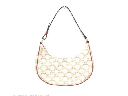 Celine Ava Bag In Triomphe Canvas Calfskin White Discount