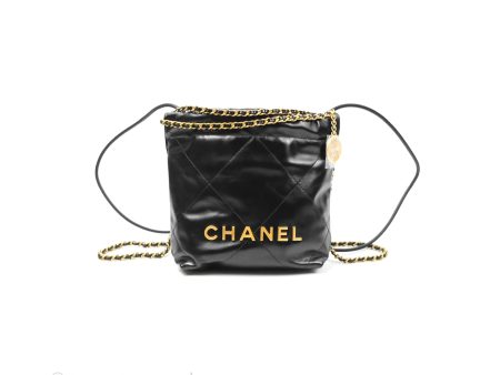 Chanel 22 Mini Bag Black Crumpled Calfskin Supply