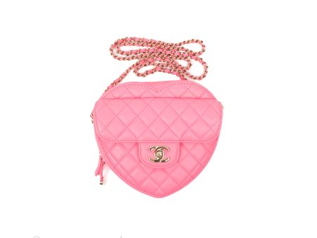 Chanel Large Heart Bag Pink Lambskin Gold Hardware 22S Fashion