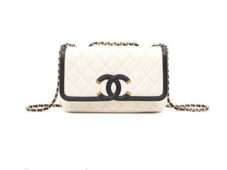 Chanel Small CC Filigree Flap Quilted Ivory Caviar Online Hot Sale