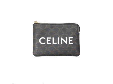 Celine Coin & Card Pouch Black Triomphe Canvas For Cheap