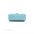 Chanel Flap Bag with Crystal Logo Top Handle Tiffany Blue Lambskin Aged Gold Hardware Supply