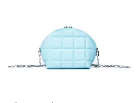 Bottega Veneta Mini Half Moon Bag Topazio Blue Nappa Lambskin Silver Hardware Fashion