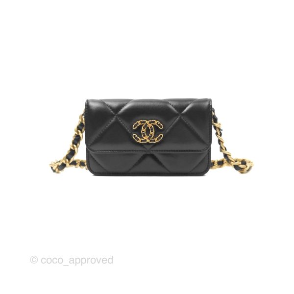 Chanel 19 Clutch With Chain Black Lambskin Mixed Hardware For Cheap