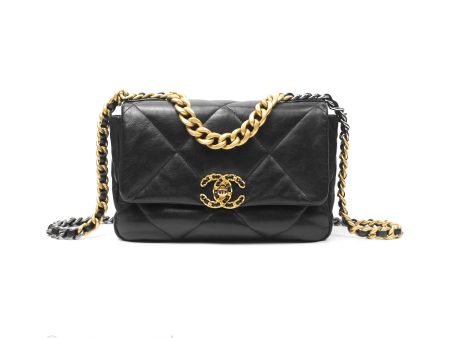 Chanel 19 Small Black Goatskin Mixed Hardware on Sale