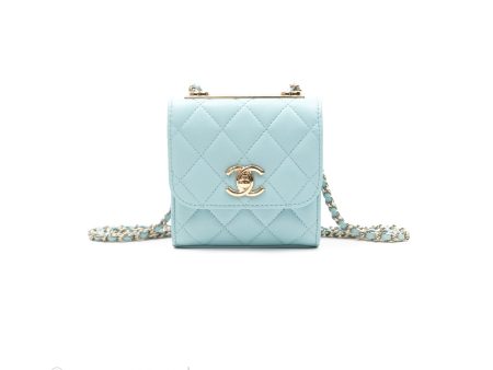 Chanel Mini Quilted Trendy CC Clutch With Chain Tiffany Blue Lambskin Gold Hardware on Sale