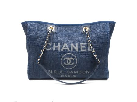 Chanel Medium Deauville Navy Canvas Gold Hardware Sale