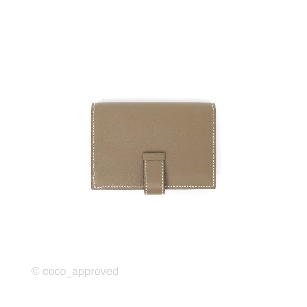 Hermes Bearn Card Holder Etoupe Epsom Palladium Hardware For Cheap