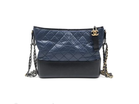 Chanel Large Gabrielle Hobo Navy Black Aged Calfskin Mixed Hardware For Discount