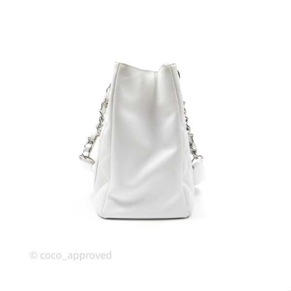 Chanel GST White Caviar Silver Hardware Discount