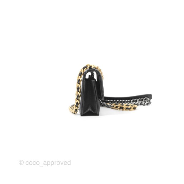 Chanel 19 Mini WOC Flap Phone Holder Black Lambskin Mixed Hardware Supply