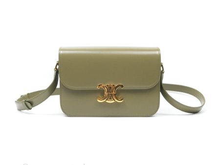 Celine Medium Triomphe Soft Khaki Shiny Calfskin Discount