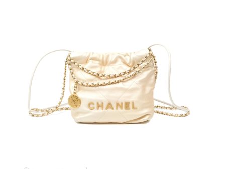 Chanel 22 Mini Bag Iridescent Light Pearly Calfskin Aged Gold Hardware Fashion