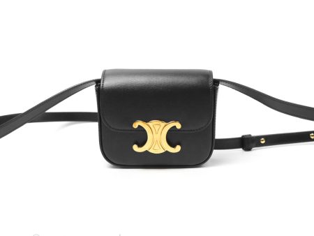 Celine Mini Triomphe Shiny Calfskin Black Hot on Sale