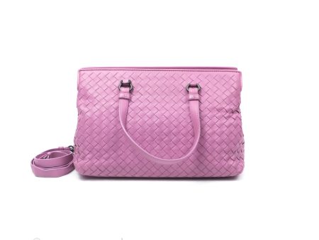 Bottega Veneta Intrecciato Leather Two Way Tote Purple For Cheap