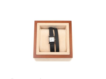 Hermès Small Heure H Double Tour Watch Black Epsom Palladium Hardware Online Sale