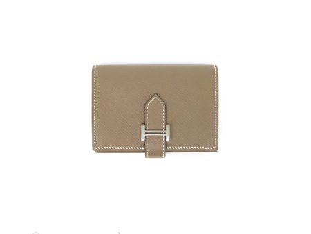 Hermes Bearn Card Holder Etoupe Epsom Palladium Hardware For Cheap