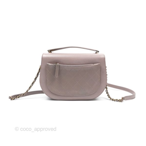 Chanel Coco Curve Flap Burnished Lilac Grey Calfskin Goatskin Antique Gold Hardware Discount