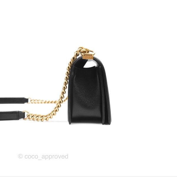 Chanel Medium Boy Chevron Black Caviar Aged Gold Hardware Online Sale