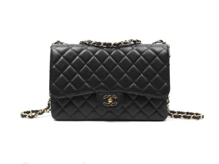 Chanel Jumbo Single Flap Black Caviar Gold Hardware Cheap