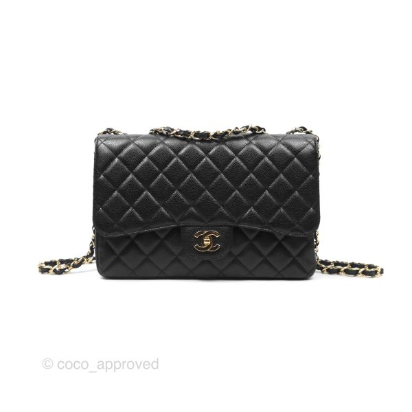 Chanel Jumbo Single Flap Black Caviar Gold Hardware Cheap