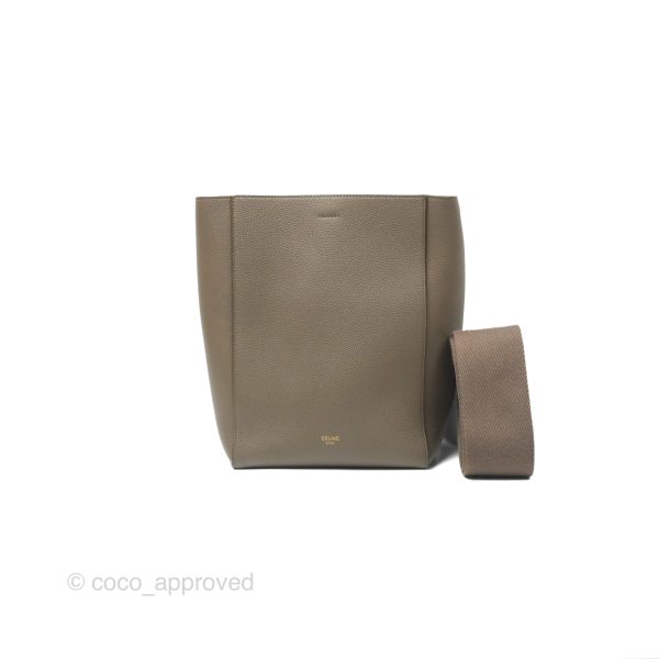 Celine Small Sangle Bucket Bag Taupe Grained Calfskin Gold Hardware For Sale