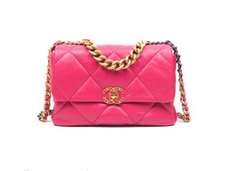 Chanel 19 Large (Medium) Dark Pink Goatskin Mixed Hardware Online Sale