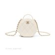 Chanel Mini Round Vanity Bag Handle With Care Ivory Caviar Online Hot Sale