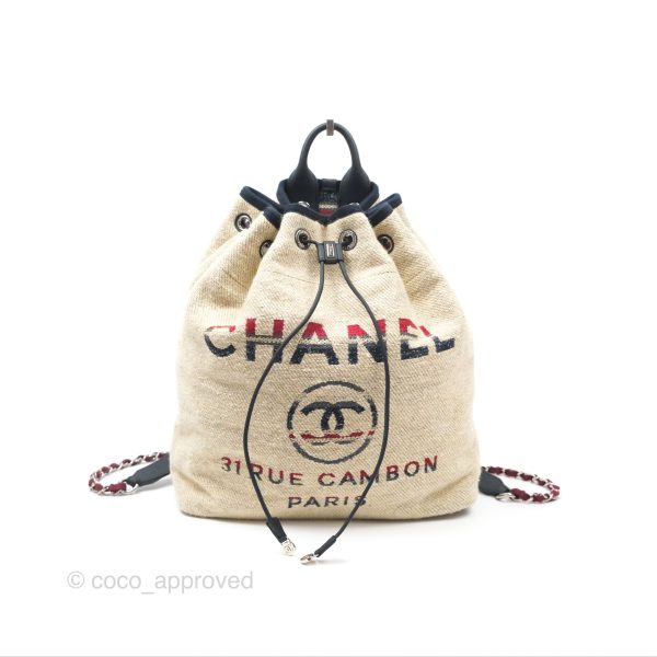 Chanel Canvas Deauville Backpack Beige Supply