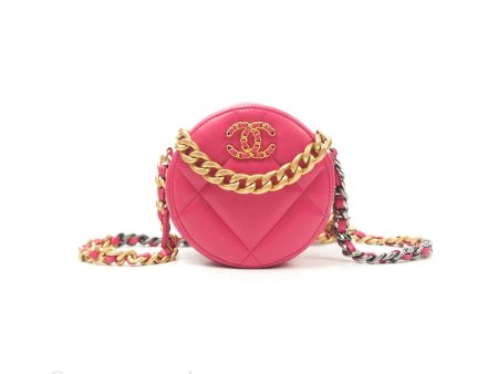 Chanel 19 Round Clutch With Chain Dark Pink Mixed Hardware Online now