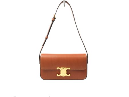 Celine Triomphe Shoulder Bag Tan Calfskin on Sale