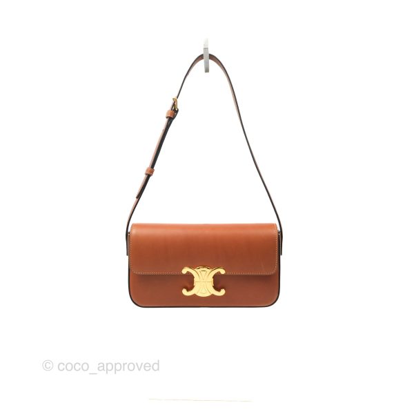 Celine Triomphe Shoulder Bag Tan Calfskin on Sale