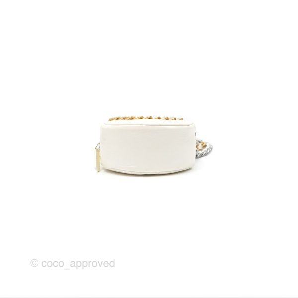 Chanel 19 Round Clutch With Chain White Glazed Calfskin Mixed Hardware Discount