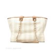 Chanel Large Deauville Beige Brown Tweed Gold Hardware Cheap