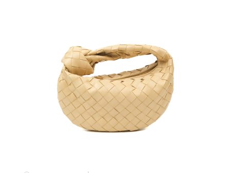 Bottega Veneta Mini Jodie Clutch Bag Intrecciato Porridge Lambskin Gold Hardware Hot on Sale