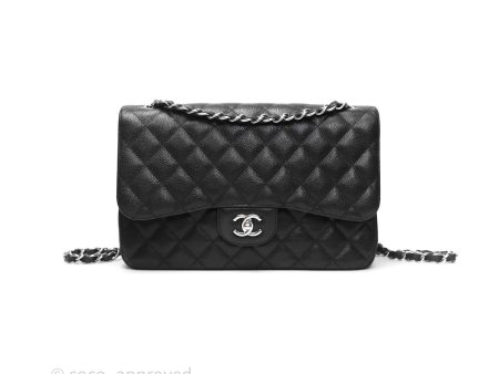 Chanel Jumbo Double Flap Black Caviar Silver Hardware⁣⁣ Hot on Sale