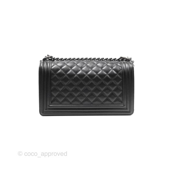 Chanel Medium Boy Quilted Black Caviar Ruthenium Hardware Supply