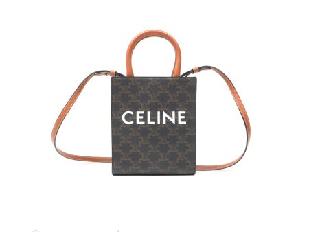 Celine Mini Vertical Cabas Bag Triomphe Canvas Tan Online now